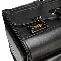 Valise de cabine professionnelle en cuir véritable 16" 18" 19" - Mallette de pilote, bagage à roulettes durable pour voyages d'affaires