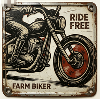 Décoration murale vintage en fer pour moto - Impression Chevalier squelette, forme rectangulaire, citation inspirante pour garage, bar, ou cadeaux pour homme
