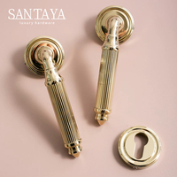 Poignée de porte Santaya en laiton plaqué or PVD, ensemble de serrure de porte intérieure traditionnelle pour chambre à coucher, fonctionnement silencieux et installation facile