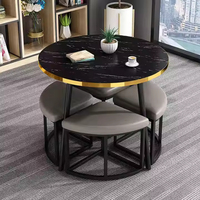 Ensemble de table à manger ronde moderne, style sud-américain, chaise en acier carbone, gain de place, pour la maison, la chambre, le salon ou le restaurant