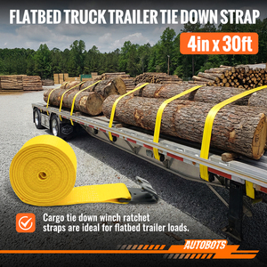 Correas de Amarre AUTOBOTS de 4" x 30' con Gancho Plano, Correas de Alta Resistencia para Control de Carga en Camiones y Remolques de Plataforma - Product Image 3