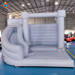 Vente en gros en stock WINWAYTOYS Château gonflable pour enfants Macaron Bleu 4x4m en PVC avec toboggan et piscine à balles avec souffleur pour fête - Product Image 1