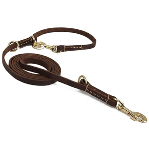 Leather Dog Leash Solid Color Durable Classic Style for Dogs Red Brown <b>Black</b> Options - Product Image 5