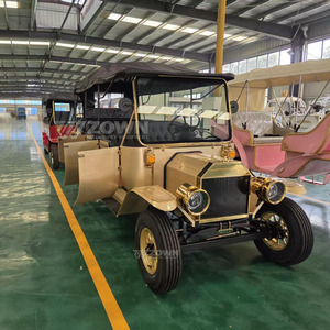 รถชมวิวไฟฟ้ารุ่นวินเทจ T สำหรับ 4 ที่นั่ง พร้อมหลังคาสีทอง ตัวถังสีดำ - Product Image 5