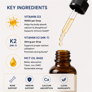 Suplemento de Aceite de Coco MCT con Vitamina D3 K2 MK7 en Gotas, para la Salud Ósea de Adultos y Niños, Venta al Por Mayor OEM - Product Image 2
