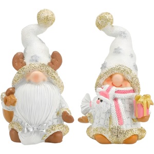 Figuras de Resina de Duendes Navideños, Pareja de Gnomos, Decoración de Mesa para Interiores y Exteriores, Regalo Artesanal Navideño - Product Image 5