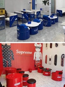 Retro phong cách công nghiệp đôi sofa Bàn và ghế kết hợp bình thường sắt dầu trống cho ăn uống và phòng khách khu vực chỗ ngồi - Product Image 5