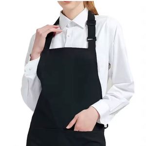 Waterproof Cotton <b>Bib</b> Polyester Chef Blank Black Restaurant Kitchen Cooking Apron with Logo Custom for Man and Woman - Product Image 5