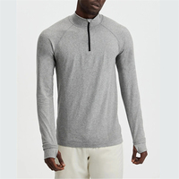 T-shirts personnalisés à col zippé respirants et infroissables pour hommes, entraînement, gym, musculation, blanc, manches longues