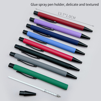 Stylo bille rétractable en métal à succès avec corps pulvérisé de colle, support gravé au laser, pour bureau et écriture