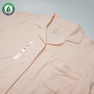 Venta al por mayor de pijamas de mujer de algodón orgánico 100% personalizados, conjunto de pijamas de mujer suaves de manga larga de dos piezas - Product Image 6