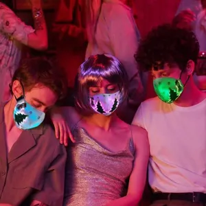 Mascarilla facial con luz LED recargable por USB, máscara luminosa brillante para polvo, disfraz de baile, fiesta de Navidad, Festival