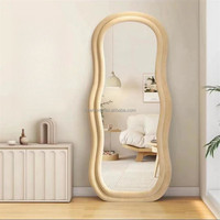 Miroir de décoration intérieure moderne en velours Teddy, grand format, pleine longueur, à effet vague irrégulière, vente en gros