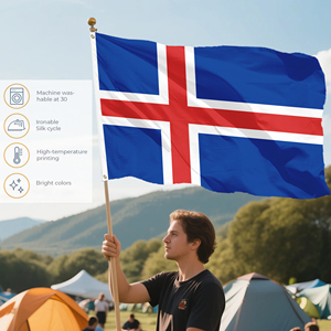 Bandera Promocional de Gran Tamaño con Impresión Digital de 90x150cm, Bandera Personalizada de Islandia, Bandera Nacional Islandesa con Cruz Azul y Roja, Poliéster 100D - Product Image 4