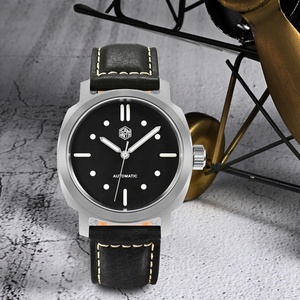 Reloj San Martin para hombre, 40mm, YN55, esfera marrón degradada, Vintage, Simple, automático, mecánico, 10 Bar, BGW-9, correa de cuero de liberación rápida - Product Image 5
