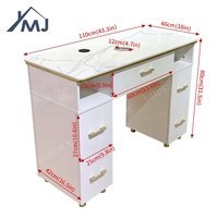 Table de manucure en bois au design moderne avec collecteur de poussière pour salon de manucure