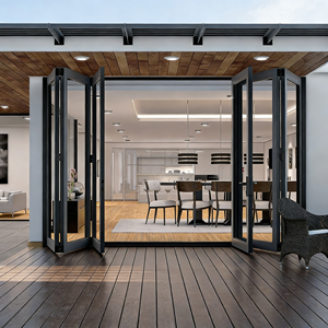 Porte pliante en aluminium pour intérieur Boton |   Filet en acier inoxydable en option |   Équipé d'un design moderne en verre simple - Product Image 5