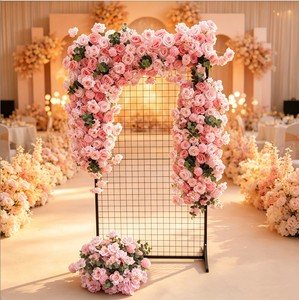 Composition florale artificielle demi-arche pour toile de fond de mariage, rangée de fleurs pour cérémonie de mariage, fête, événement, décoration, vente en gros - Product Image 3
