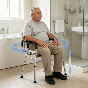 Robuste 350LBS 360 °   Chaise <span class=keywords><strong>de</strong></span> douche pivotante et coulissante, banc <span class=keywords><strong>de</strong></span> transfert pour baignoire réglable avec accoudoirs imperméables, siège <span class=keywords><strong>de</strong></span> <span class=keywords><strong>bain</strong></span> - Product Image 1