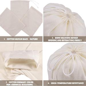 卸売りエコフレンドリー耐久ギフトオーガニックキャンバスコットンダブルストリングダストモスリンドローストリングバッグカスタムロゴプリント付き - Product Image 2