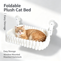 Hamac de fenêtre pour chat en gros avec 4 ventouses puissantes, lit pliable en peluche pour chat d'intérieur, OEM ODM personnalisé