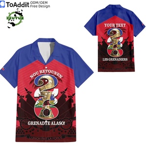 Chemise Hawaïenne Unisexe à Boutons, Nouvelle Collection, Qualité Supérieure, Motif <span class=keywords><strong>Drapeau</strong></span> Polynésien d'Haïti 2026, Style Football, Vente en Gros, Idéale Plage - Product Image 1