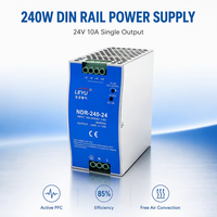 Alimentation électrique sur rail DIN 240W 24V 10A avec PFC actif, 63mm de profondeur, 90-264VAC pour armoire de commande PLC, automatisation industrielle