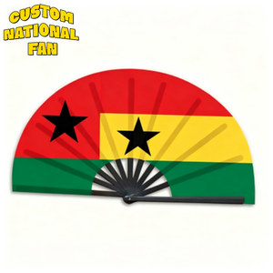 Éventails pliants personnalisés avec drapeau du Ghana, imprimés en gros, pour carnaval, mariage, festival, fête, agence de voyage, promotionnels - Product Image 1