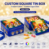 Caja de Hojalata Cuadrada Personalizada para Dulces y Bocadillos con Diseño de Personajes de Dibujos Animados, Embalaje de Regalo para Niños, Hojalata de Grado Alimenticio