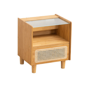 Rattan <b>Bedside</b> <b>Table</b> With Drawer Natural Color Modern <b>Minimalist</b> Bedroom Furniture - Product Image 5