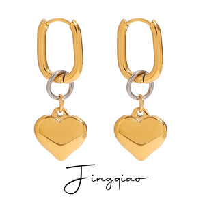 Heart-Shaped Drop <b>Earrings</b> Gold Zinc Alloy Fashion Jewelry Gift - Product Image 5