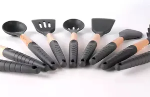 Utensílios de cozinha de silicone, conjunto de utensílios de cozinha de 9 peças duráveis e resistentes a alta temperatura