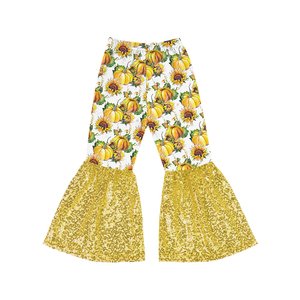 New Styles Halloween Girl Pants Pumpkin Print Kids Children <b>Sequin</b> Bell Bottoms Pants Infants Toddlers Girl Bottoms - Product Image 6