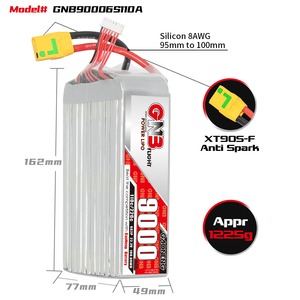 Batterie LiPo RC GAONENG GNB 9000MAH 6S 22.2V 110C 220C XT90 avec décollage/atterrissage à une touche, rechargeable pour hélicoptères et drones - Product Image 3