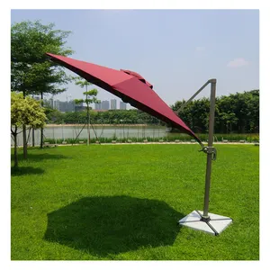 12 Ft 3M 8 Ribben Luxe Opvouwbare Outdoor Yard Patio Cantilever Parasol Tuin Paraplu