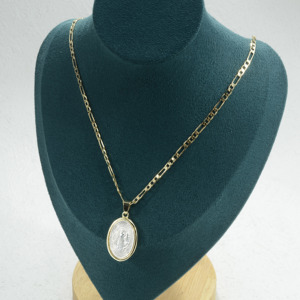 Colgante de doble cara de San Benito, amuleto religioso de moda, chapado en cobre, medalla de oro auténtico de 14K, collar con colgante de moneda. - Product Image 5