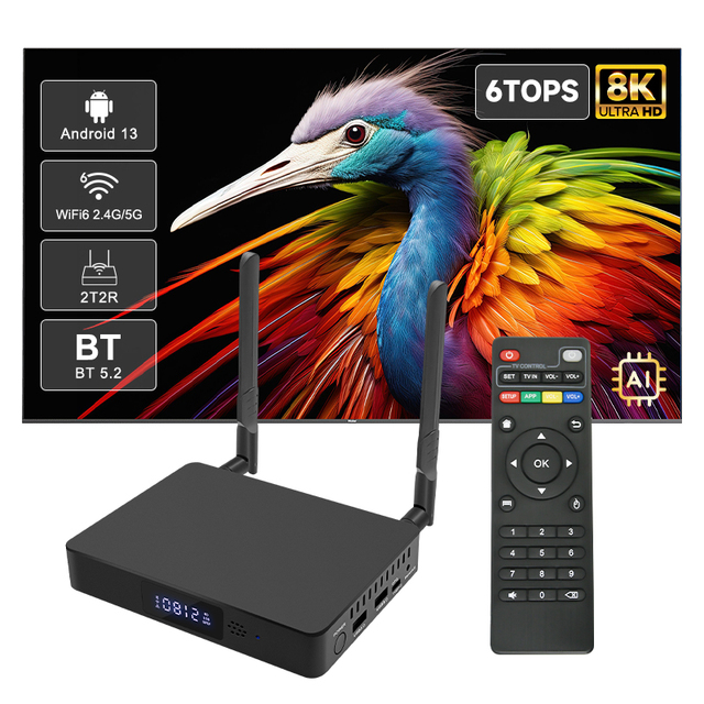 Rockchip RK3588 Quad-core 8K Digital Signage Player Smart TV Set Top Box AI Android 4GB RAM WiFi6 64GB ROM BT5.2 LPDDR4