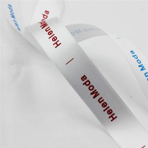 Ruban en satin noir écologique et durable personnalisé avec logo en relief, imprimé en feuille colorée, décorations à une face, largeur personnalisée - Product Image 2