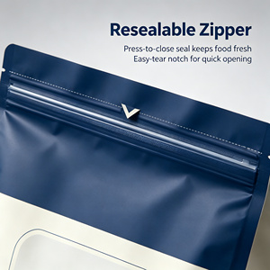 Sacs en plastique personnalisés avec fermeture éclair, pochettes d'emballage imprimées avec fenêtre pour l'emballage alimentaire et des produits pour animaux de compagnie - Product Image 5
