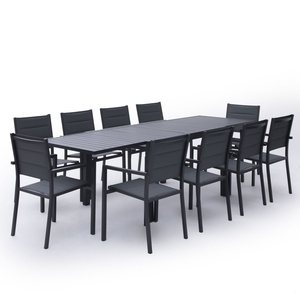 Set da Pranzo per Esterni AJUNION con Sedie da Giardino in Alluminio e Tavolo Allungabile per 10 Persone - Product Image 1