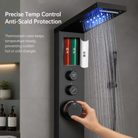 Ensemble de douche intelligent en acier inoxydable avec douchette intégrée à cinq modes de pulvérisation multifonctionnels et écran LED pour salle de bain