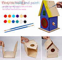 Puzzle de peinture maison d'oiseaux en bois DIY, jouets en bois non finis à construire et peindre pour activités artistiques DIY, activités de classe en plein air pour enfants