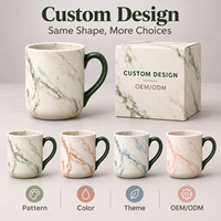 Mug en céramique à texture marbrée, vente en gros, aspect pierre naturelle, tasse à café en porcelaine pour la maison, le bureau, la boutique, motif personnalisé, couleur, boîte cadeau