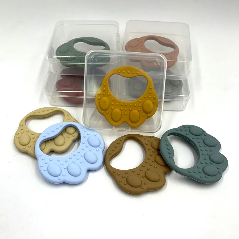 BPA משלוח תינוק מרגיע Teether גומי חושי ללעוס ילדים צמיחת שיני צעצוע טבעי רך צעצוע Paw צורת Teether