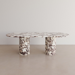 SH STONE, piedra de lujo Natural personalizada, Calacatta, <span class=keywords><strong>viola</strong></span>, interior, mármol real, mesa de comedor ovalada con base estriada - Product Image 5