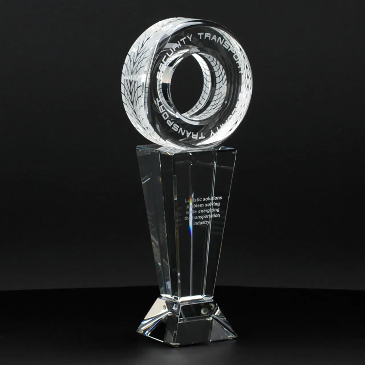 truck diver crystal trophy award custom unique design tire gift and souvenir for corporate partner,