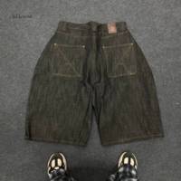 Shorts de travail pour hommes personnalisés, style streetwear, coupe baggy, en jean denim brut à lisière, jorts amples