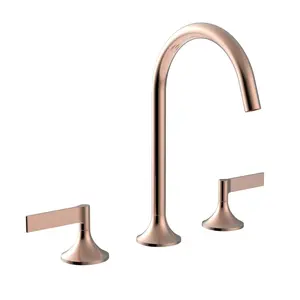 Aquacubic Gold Plated CUPC Certified Brass Widespread Tall Wash Basin Bathroom Sink Faucet
