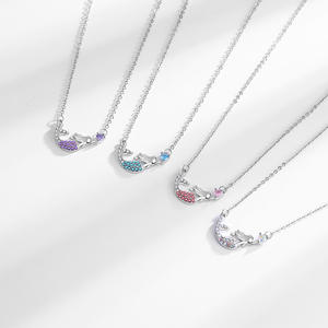 Collar de diamante degradado de sirena colgante de princesa del océano, cadena de clavícula elegante transfronteriza - Product Image 3