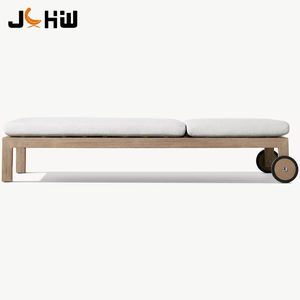 كرسي استلقاء من خشب الساج للفنادق، أثاث خارجي للشرفات، سرير نهاري فاخر للمنتجعات، كرسي شاطئ من خشب الساج مع عجلات - Product Image 6